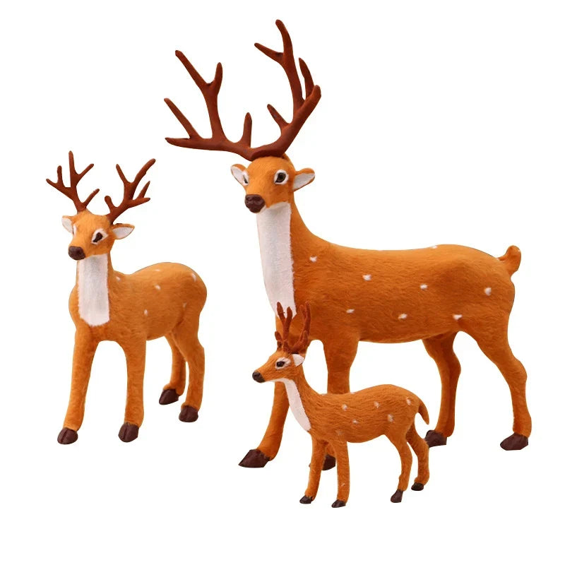 Reindeer Figurine Set Felt Three Piece Antler Detail