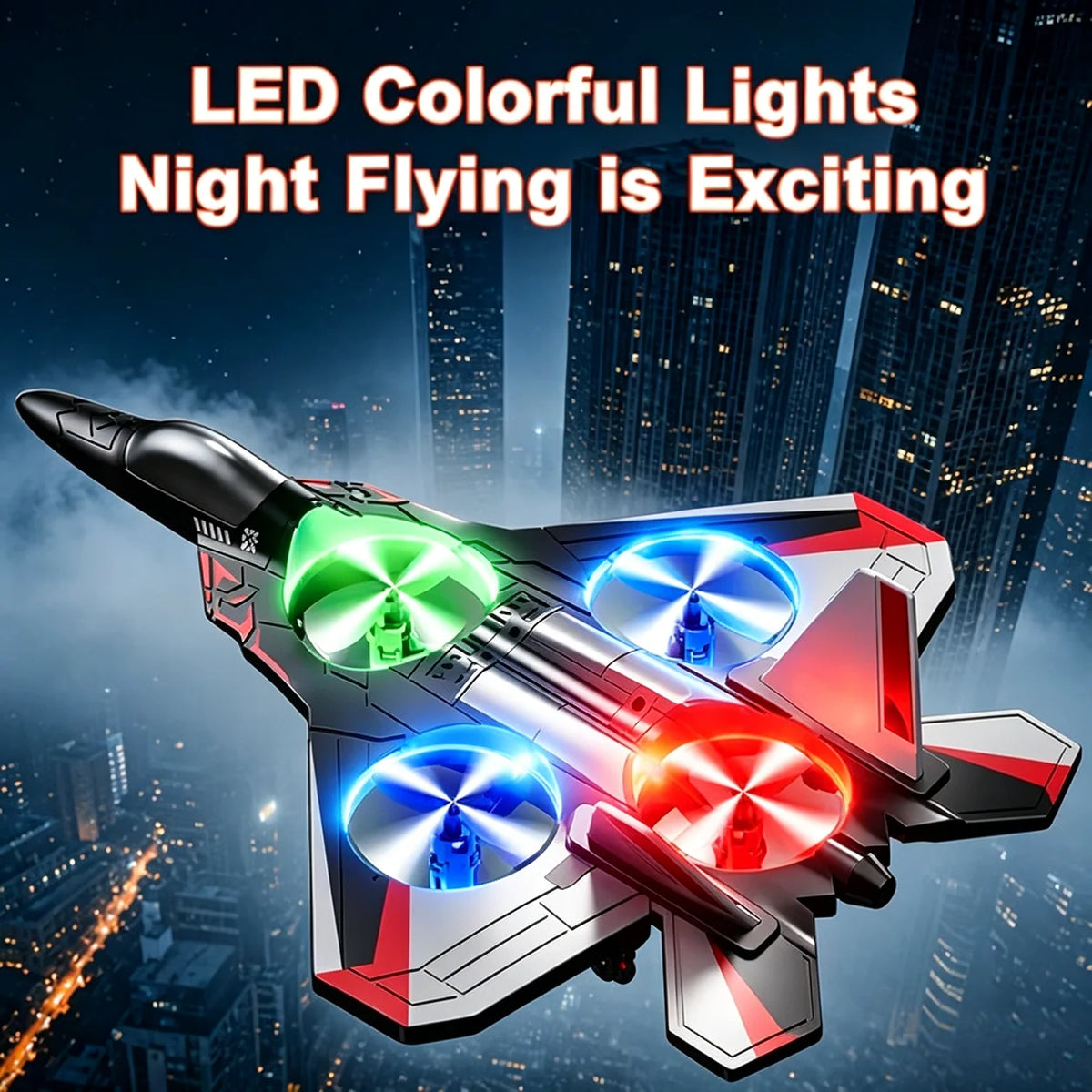 Remote Control Fighter Jet 360° Stunts LED Lights
