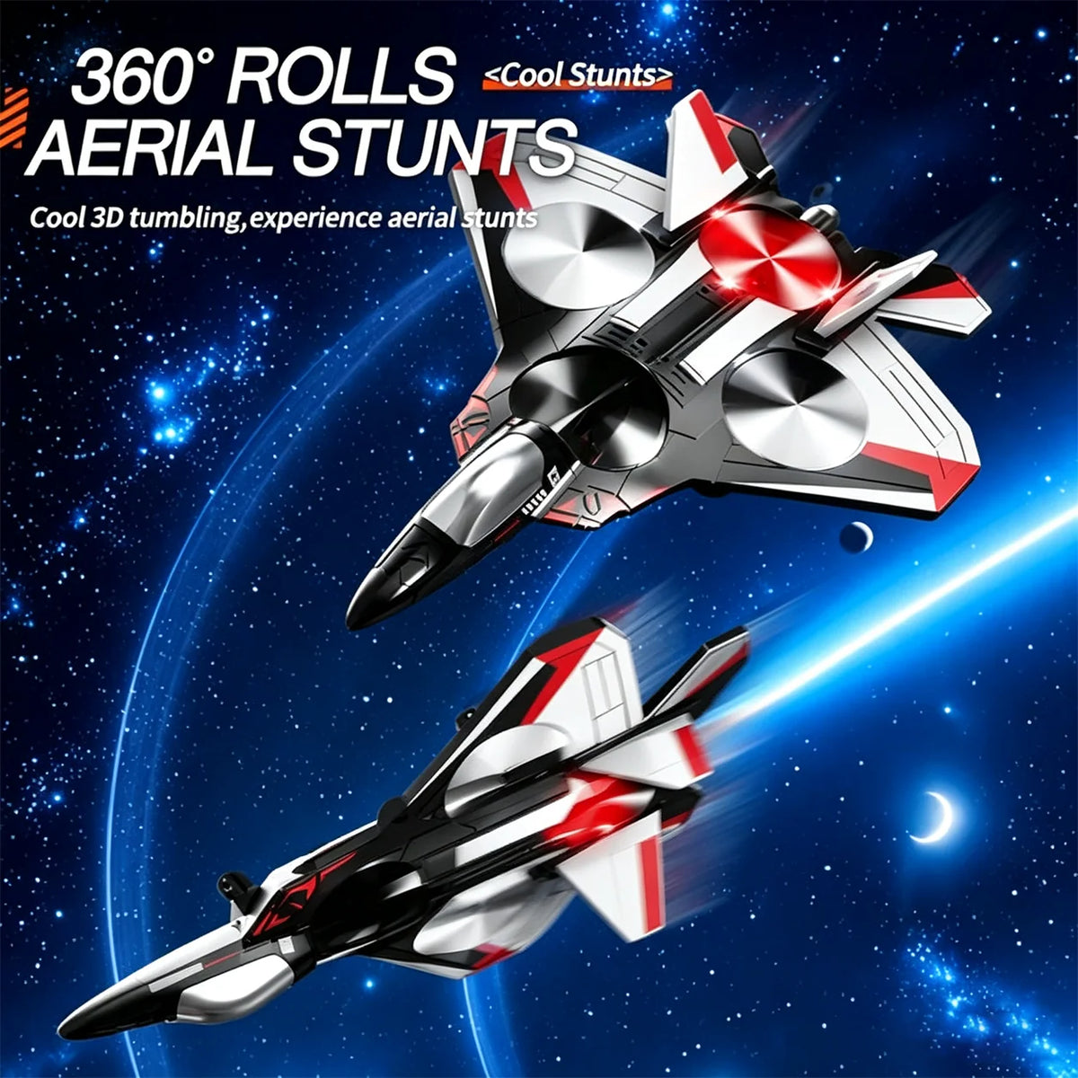 Remote Control Fighter Jet 360° Stunts LED Lights