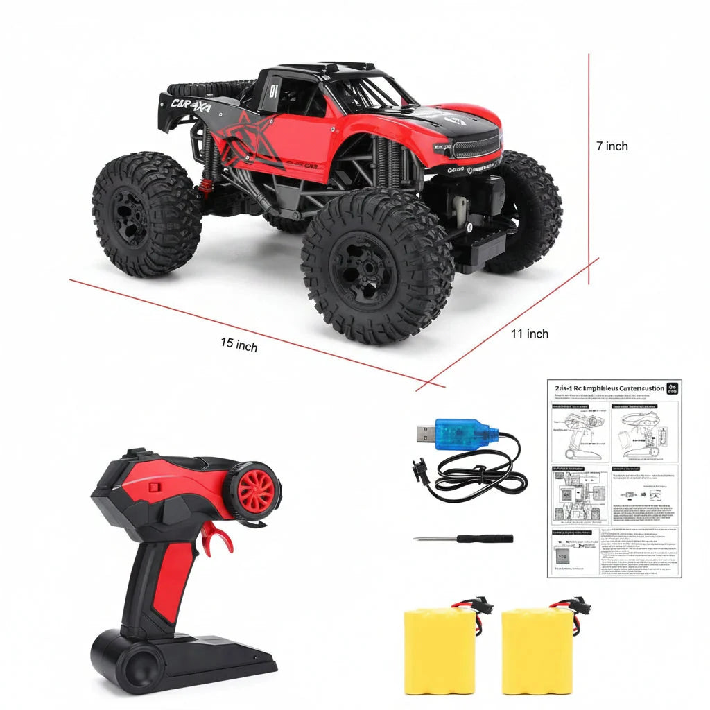 Remote Control Monster Truck Amphibious Four-Wheel Drive IP66 Water-Resistant