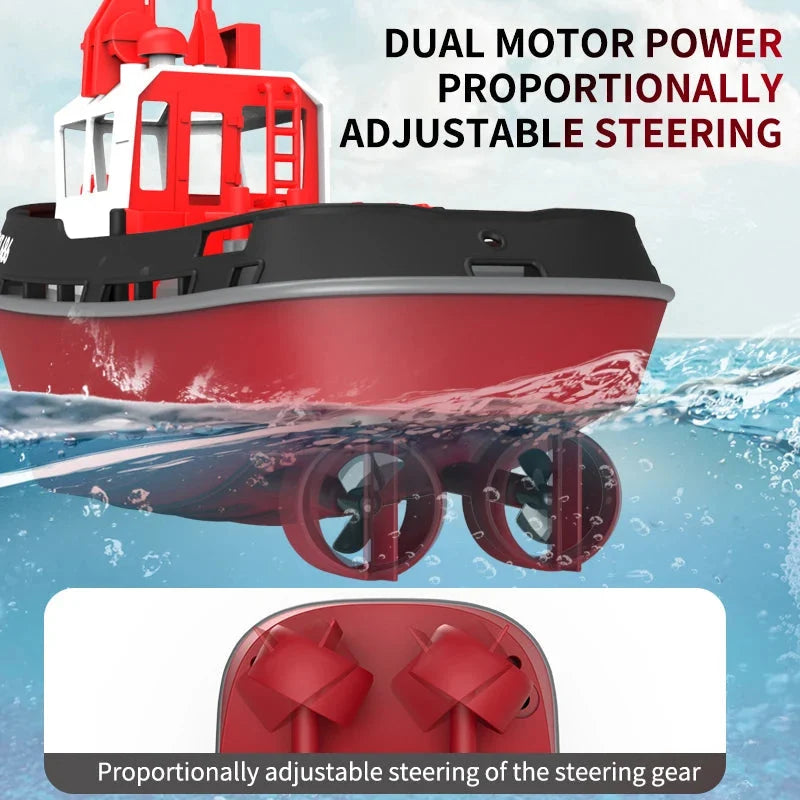Remote Control Tugboat Dual Motors & 164 Ft Range