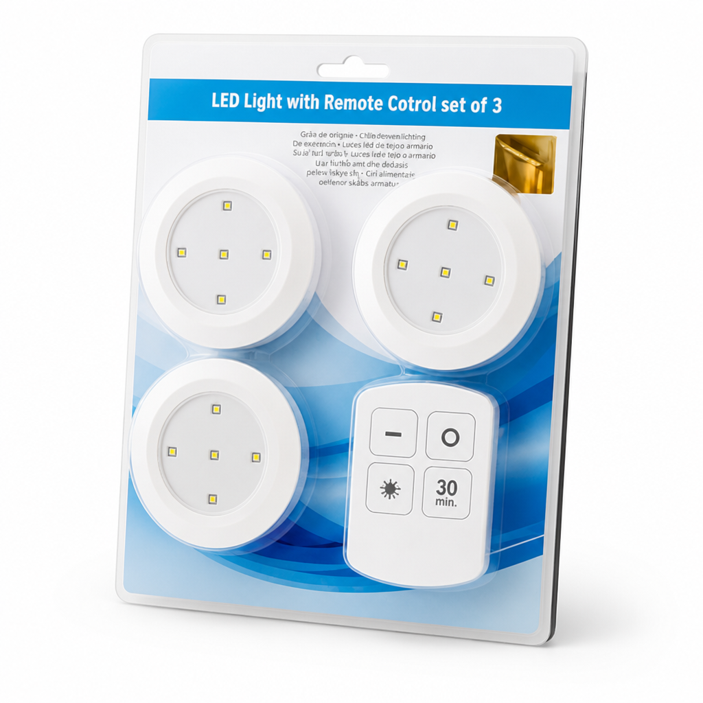 Remote-Controlled Dimmable Peel-And-Stick LED Spotlights (Set of 3)
