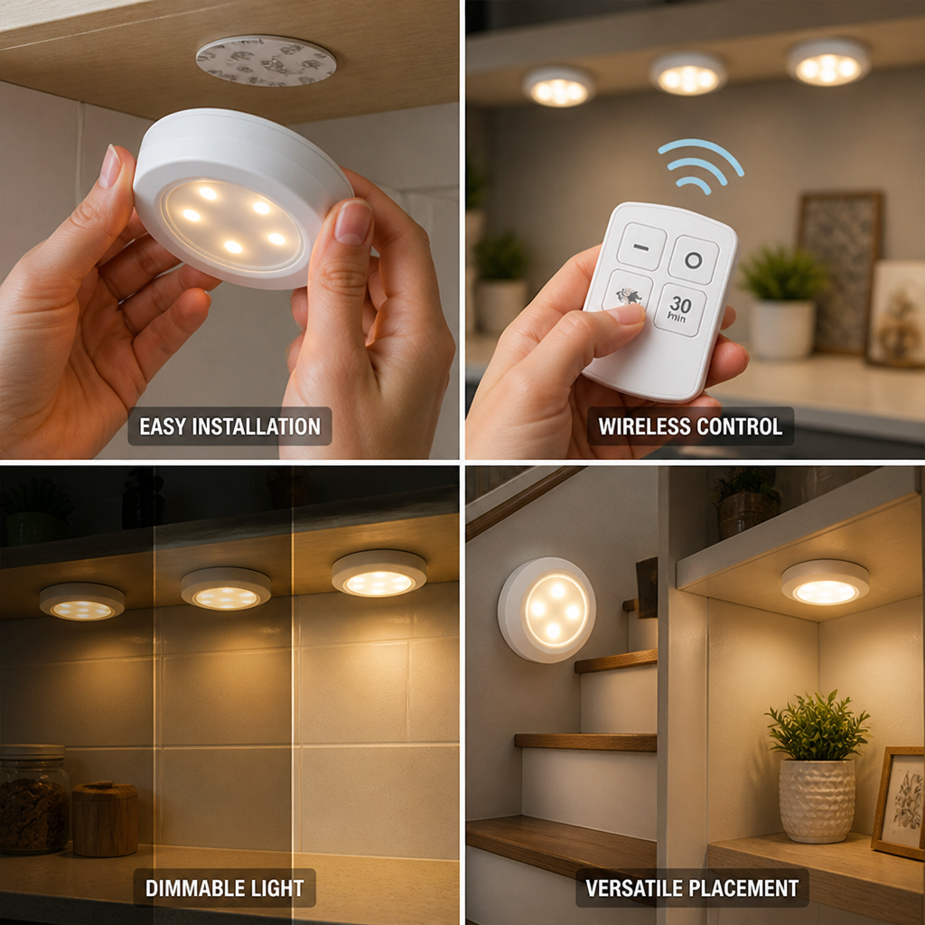 Remote-Controlled Dimmable Peel-And-Stick LED Spotlights (Set of 3)