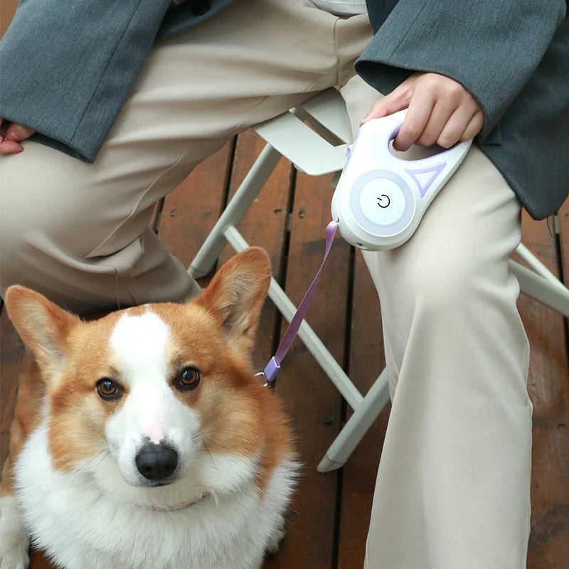Retractable Dog Leash One-Touch Brake & Lock Tangle-Resistant