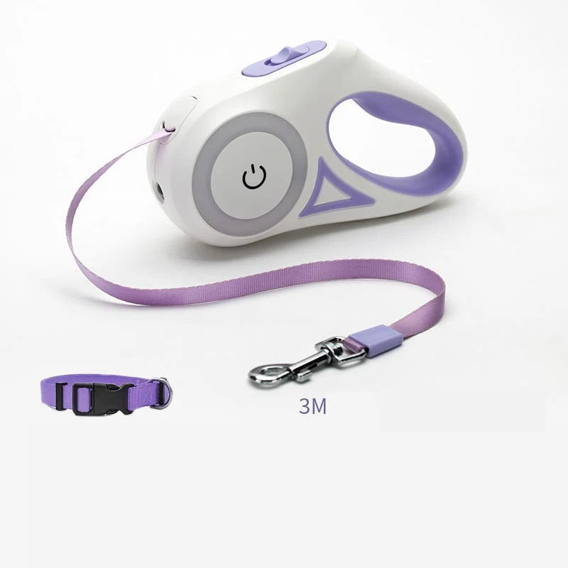 Retractable Dog Leash One-Touch Brake & Lock Tangle-Resistant