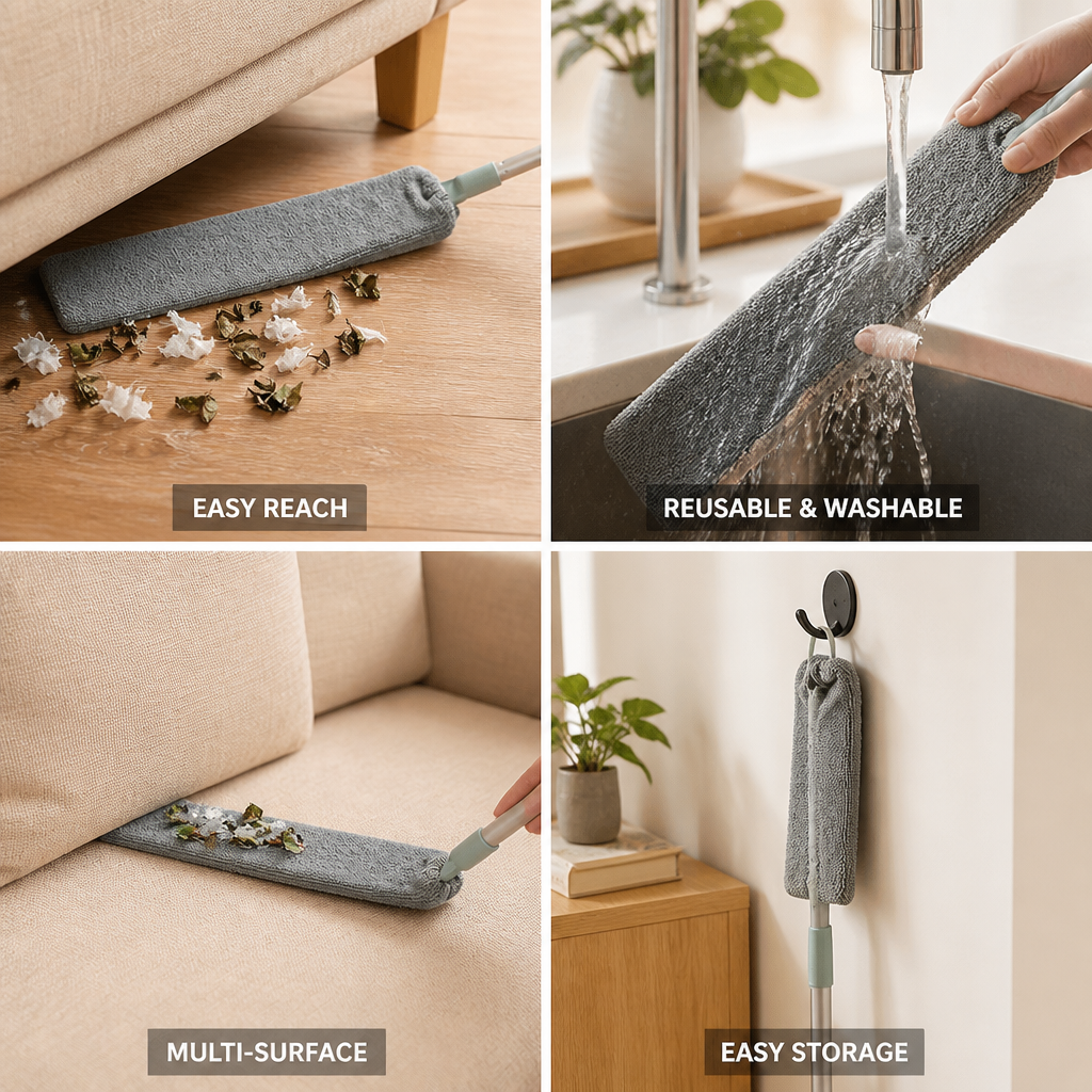 Retractable Foldable Microfiber Duster (Long Handle)