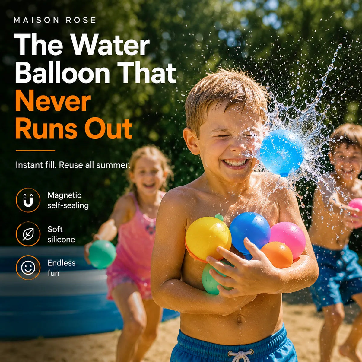 Reusable Water Balloons Silicone Magnetic Self-Sealing