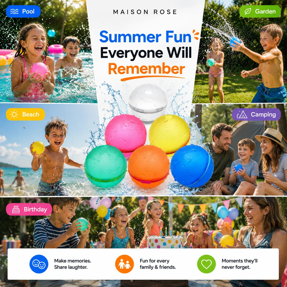 Reusable Water Balloons Silicone Magnetic Self-Sealing