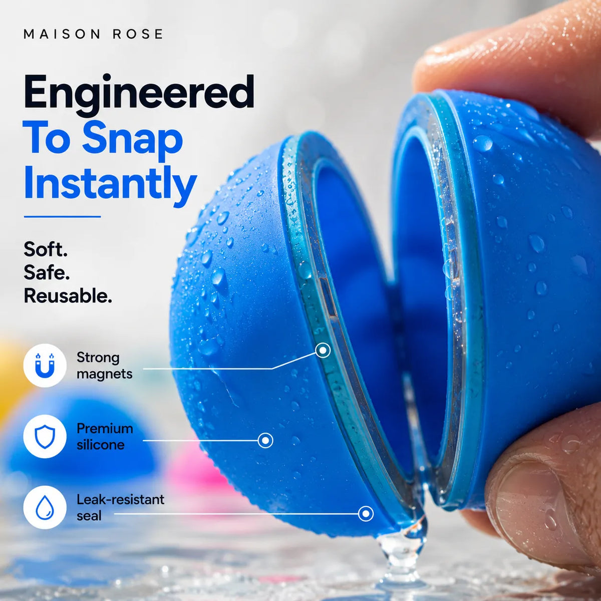 Reusable Water Balloons Silicone Magnetic Self-Sealing
