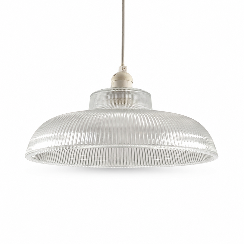 Ribbed Glass Dome Pendant Light