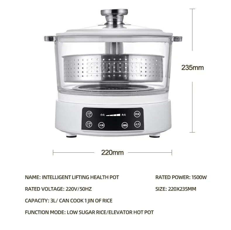 Rice Cooker Low-Starch 3.17 Qt Capacity