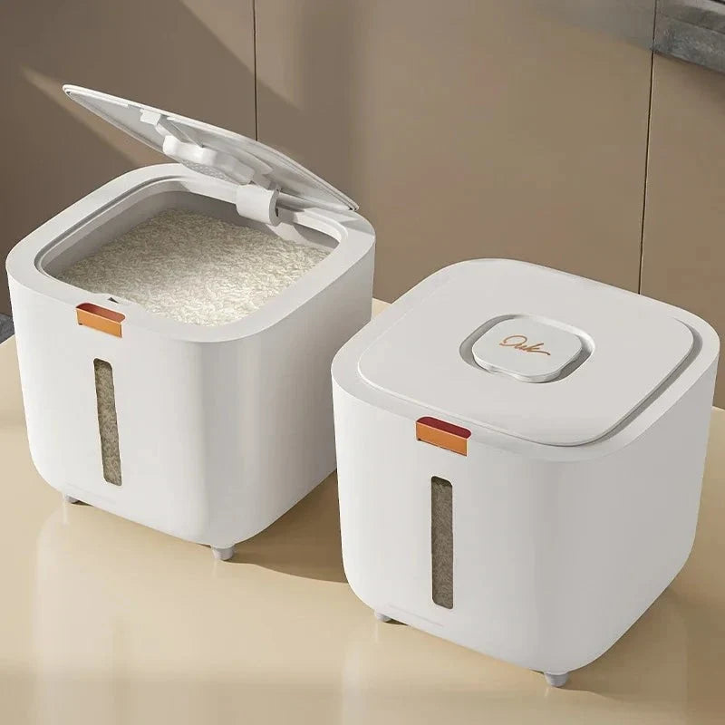 Rice Storage Bin Sealed Flip Lid Level Window