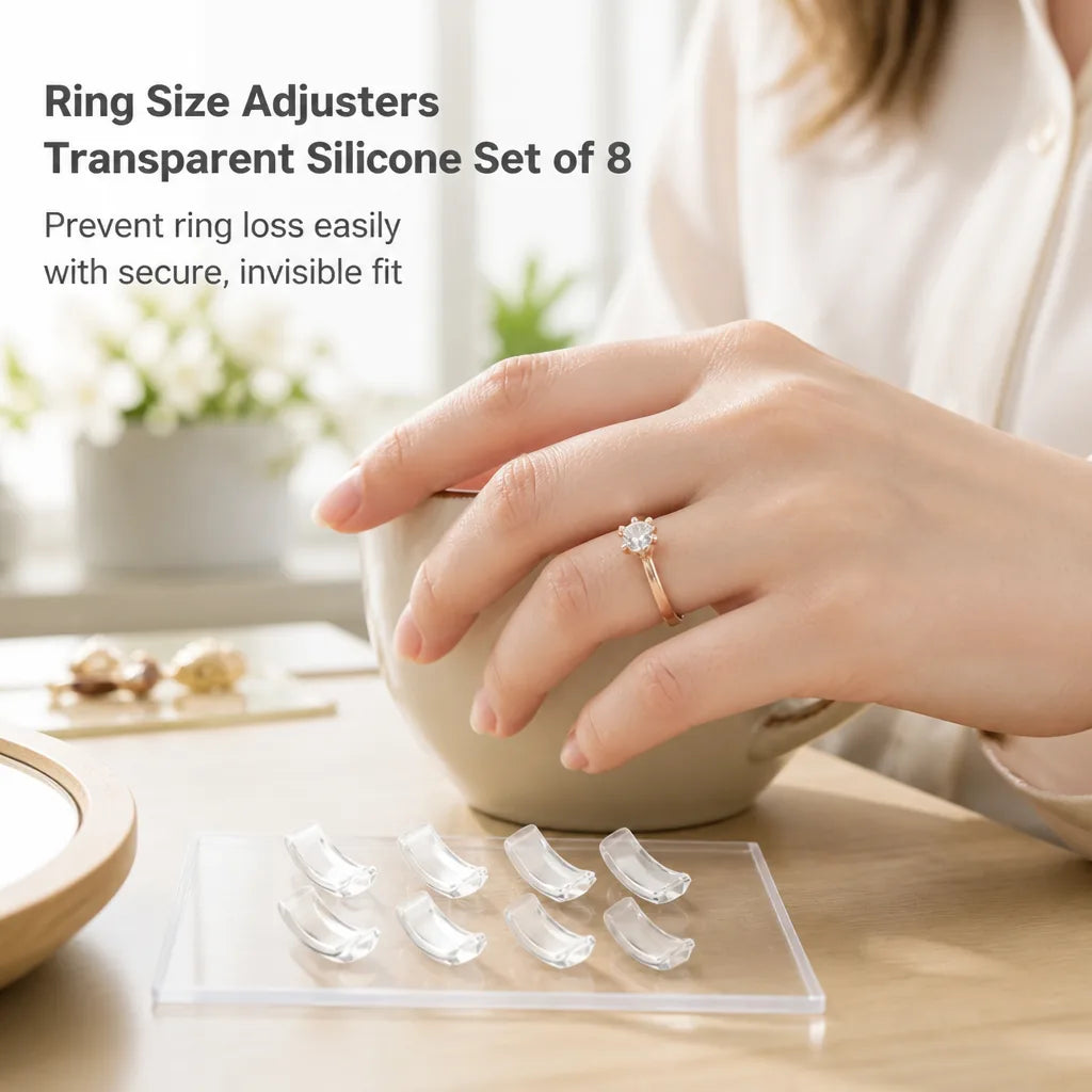 Ring Size Adjusters Transparent Silicone Set of 8