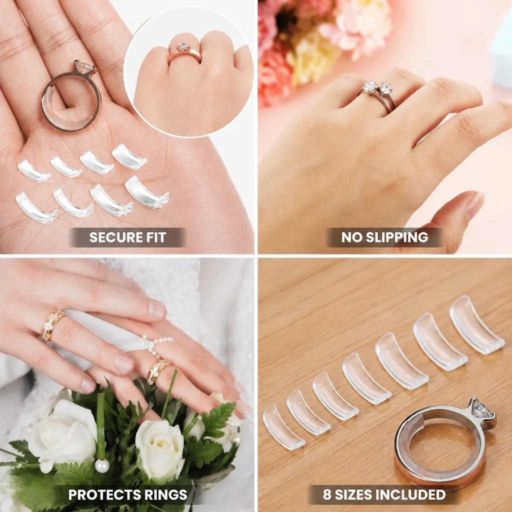 Ring Size Adjusters Transparent Silicone Set of 8