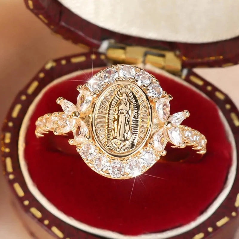 Ring Virgin Mary Marquise-Cut Imitation Zirconia Copper