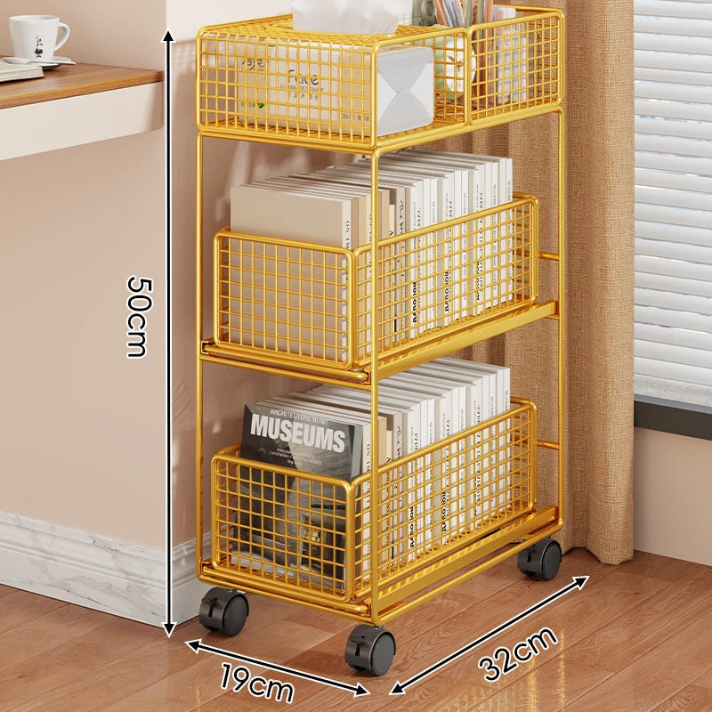 Rolling Storage Cart Metal Mesh Baskets Lockable Swivel Casters