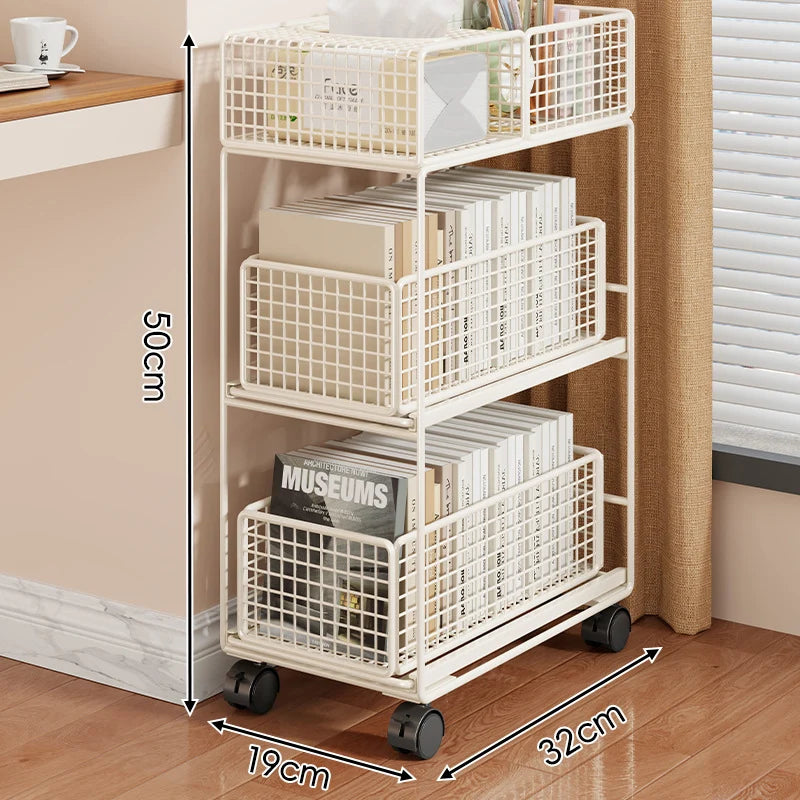 Rolling Storage Cart Metal Mesh Baskets Lockable Swivel Casters