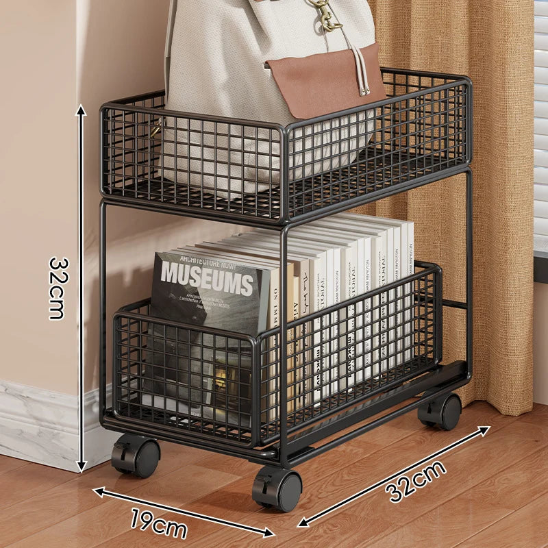 Rolling Storage Cart Metal Mesh Baskets Lockable Swivel Casters