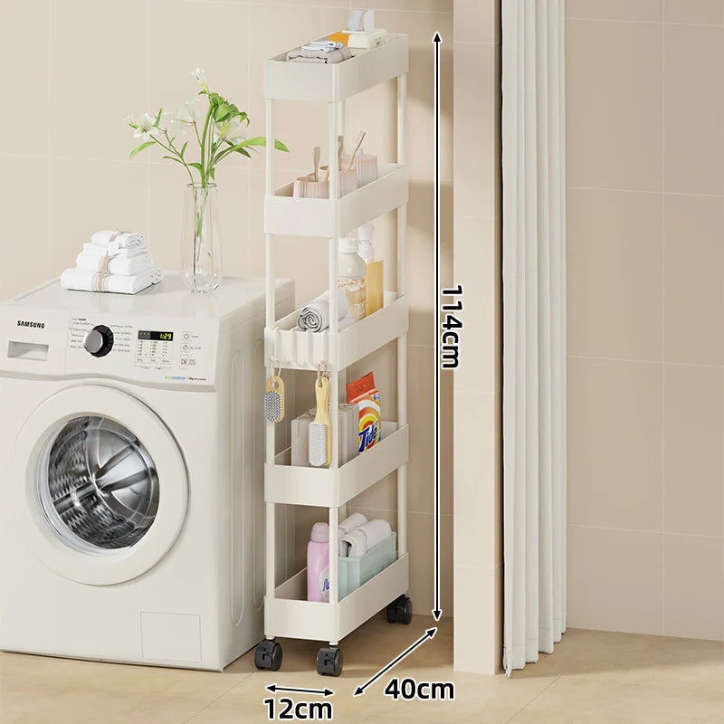 Rolling Storage Cart Slim Space-Saving Locking Swivel Casters