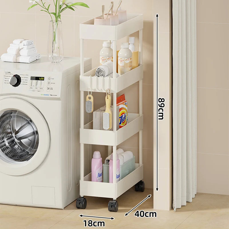Rolling Storage Cart Slim Space-Saving Locking Swivel Casters