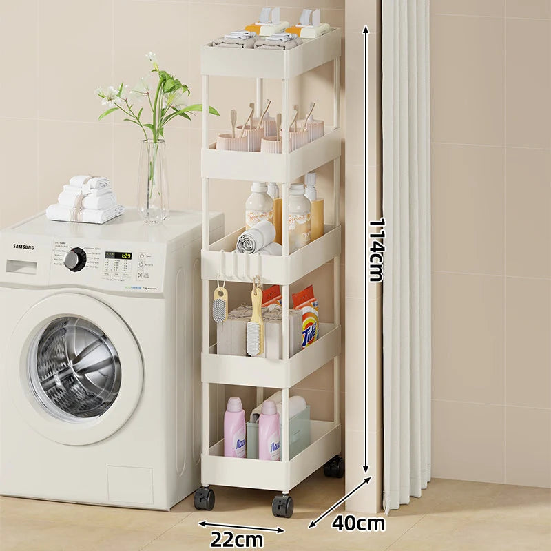 Rolling Storage Cart Slim Space-Saving Locking Swivel Casters