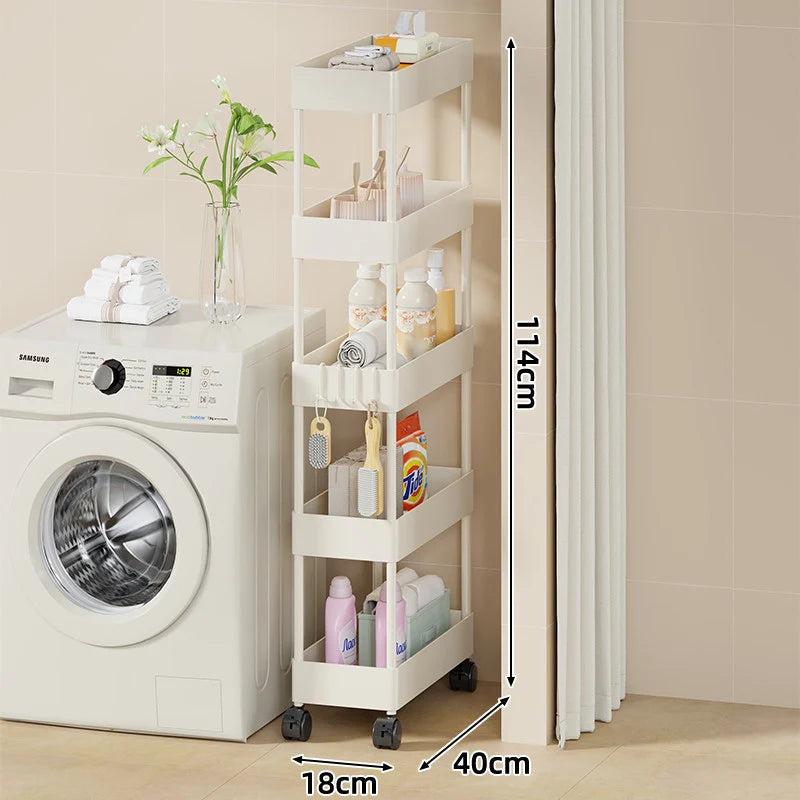 Rolling Storage Cart Slim Space-Saving Locking Swivel Casters