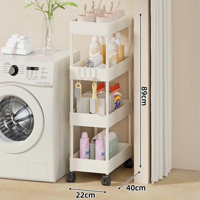 Rolling Storage Cart Slim Space-Saving Locking Swivel Casters