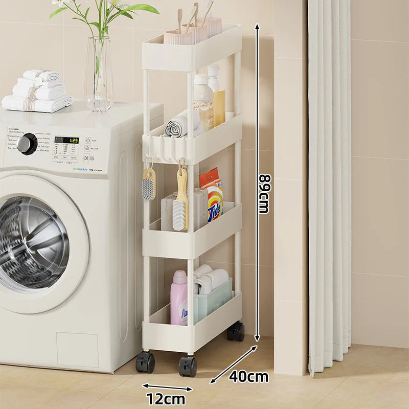 Rolling Storage Cart Slim Space-Saving Locking Swivel Casters