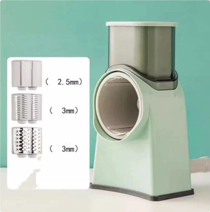 Rotary Vegetable Cutter 6-in-1 Stainless Steel Blades Suction Base