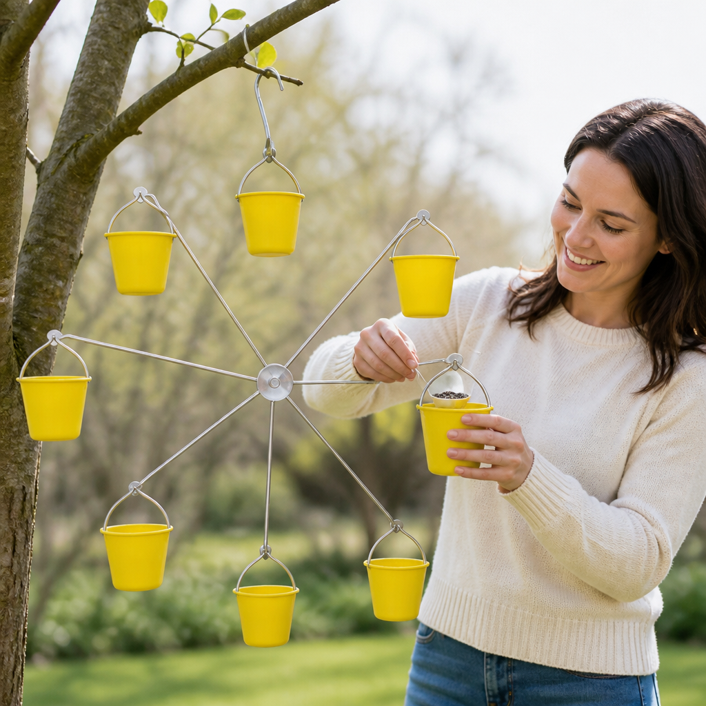 Rotating 6-Compartment Weatherproof Bird Feeder (Hanging)