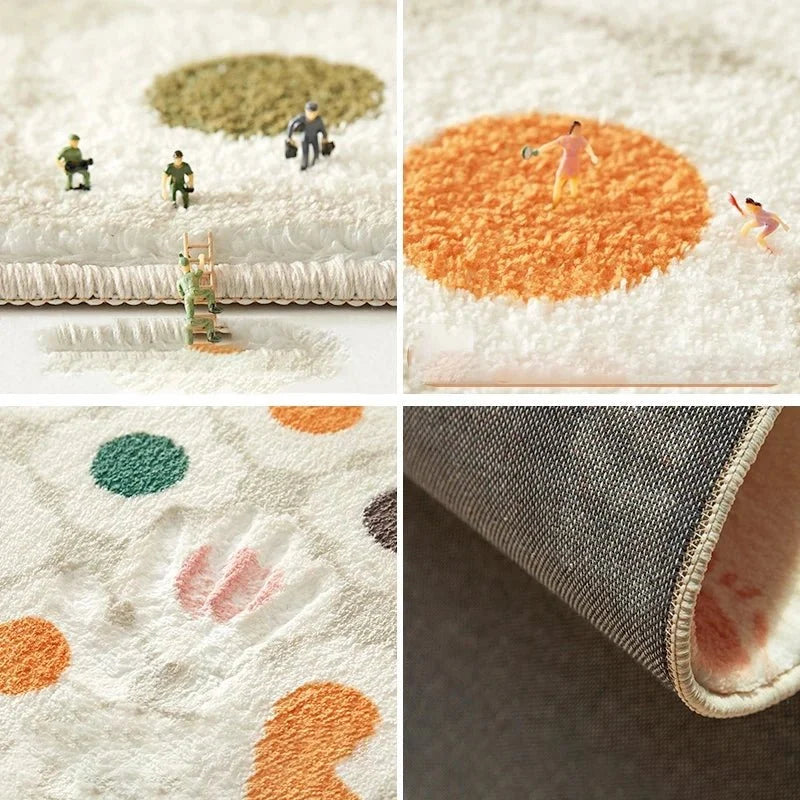 Round Floral Rug Non-Slip Moisture-Absorbent Polyester