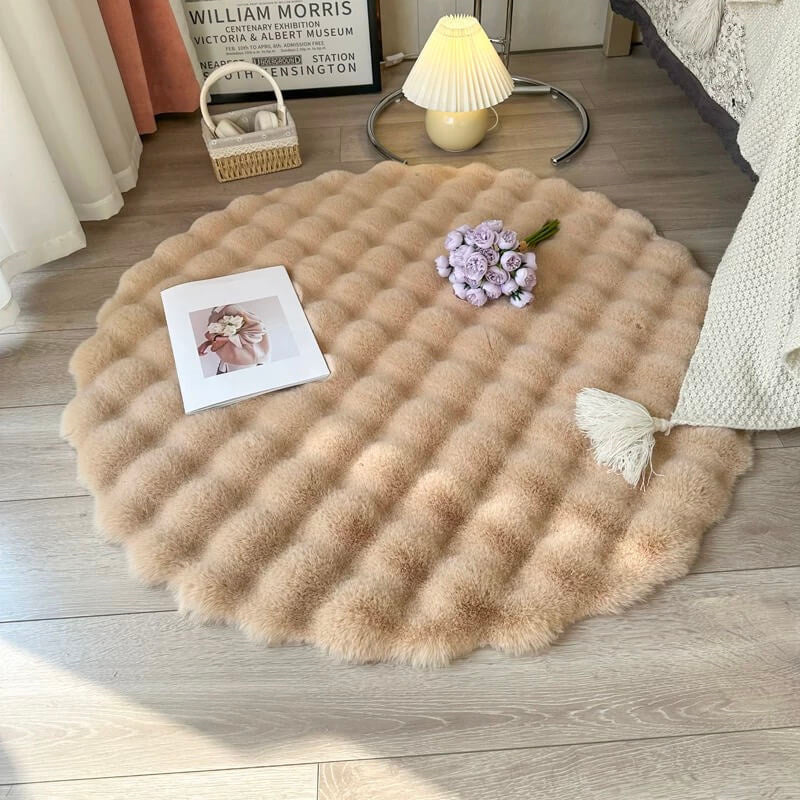 Round Rug Faux Fur Non-Slip Machine Washable