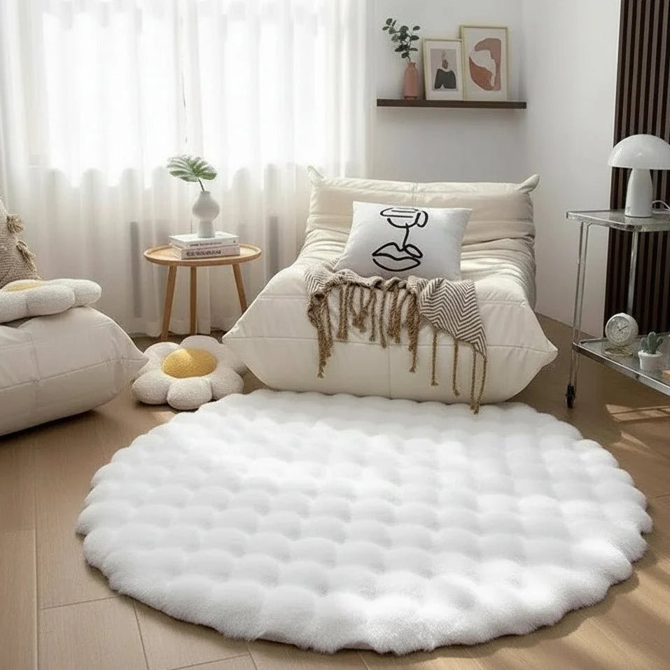 Round Rug Soft Polyester Machine Washable