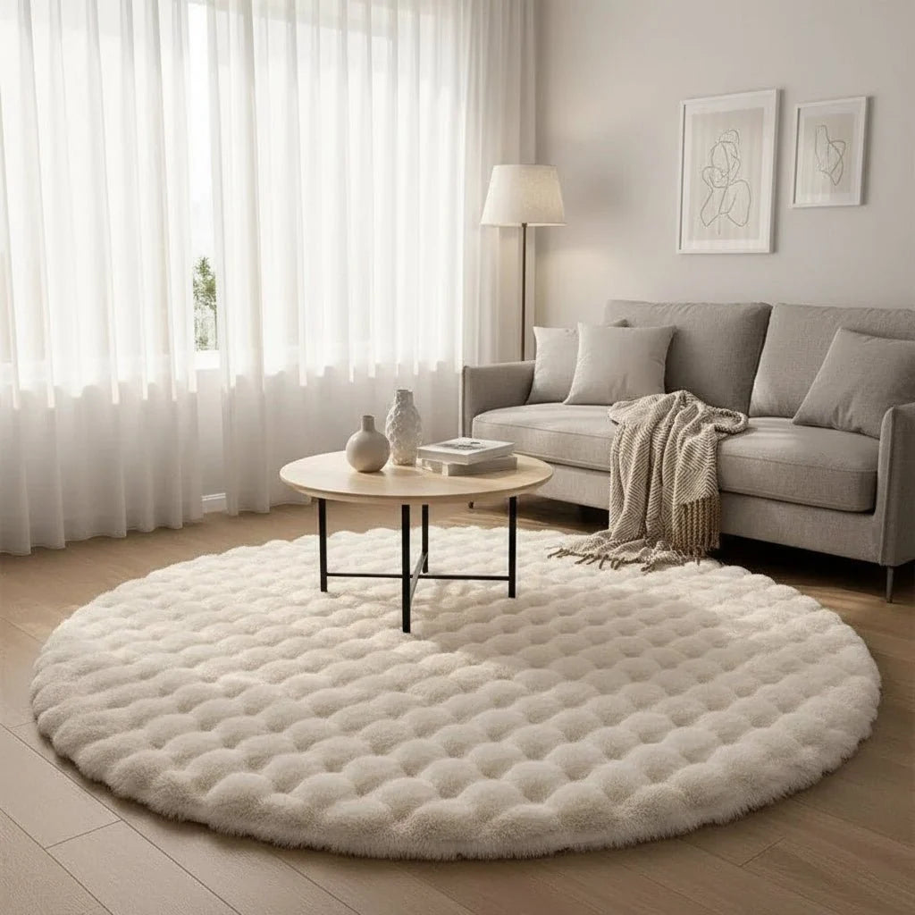 Round Rug Soft Polyester Machine Washable