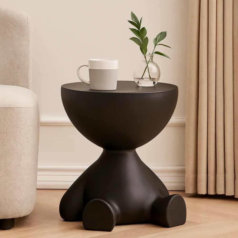Round Side Table Low Modern Profile No Sharp Corners