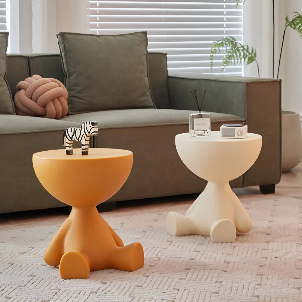 Round Side Table Low Modern Profile No Sharp Corners