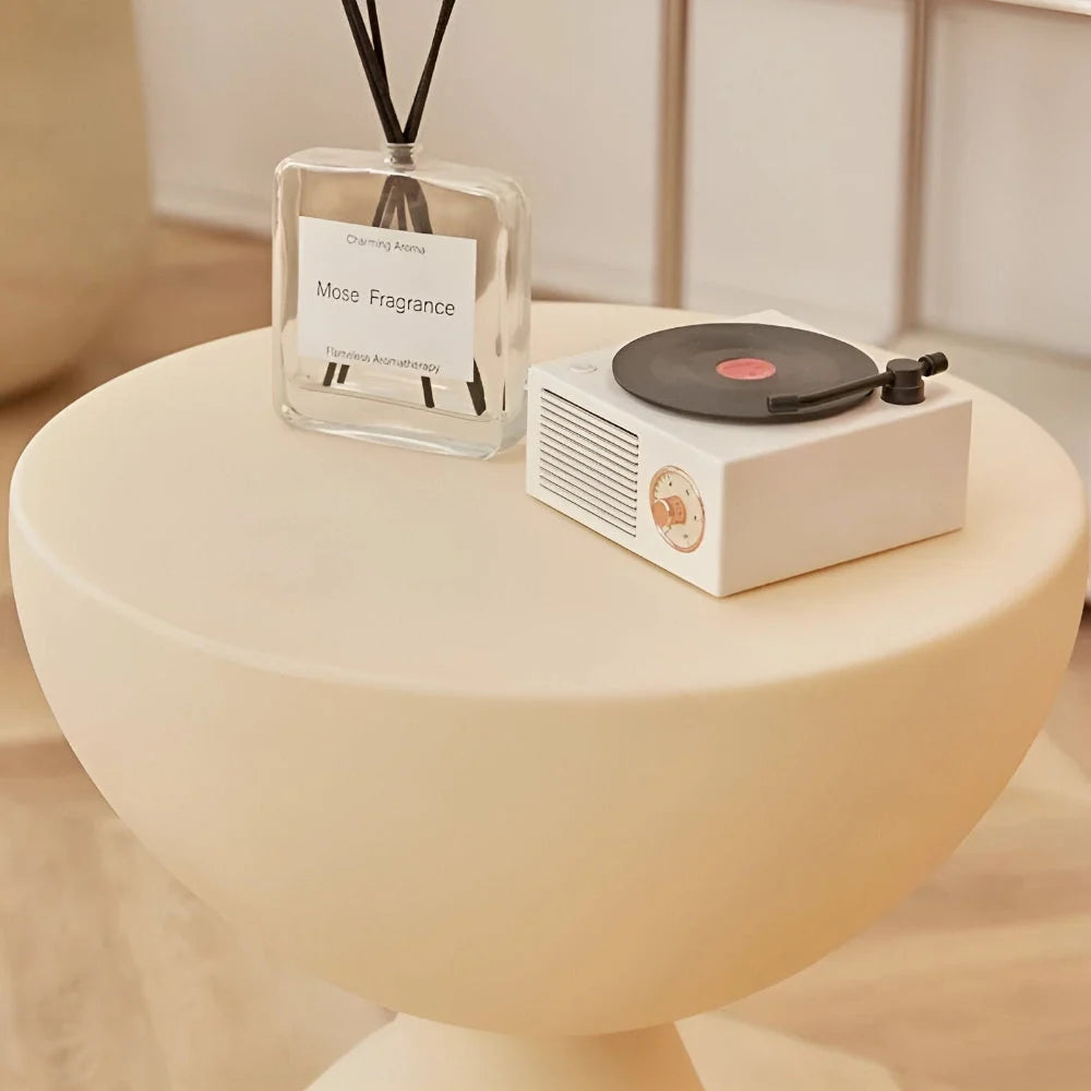 Round Side Table Low Modern Profile No Sharp Corners