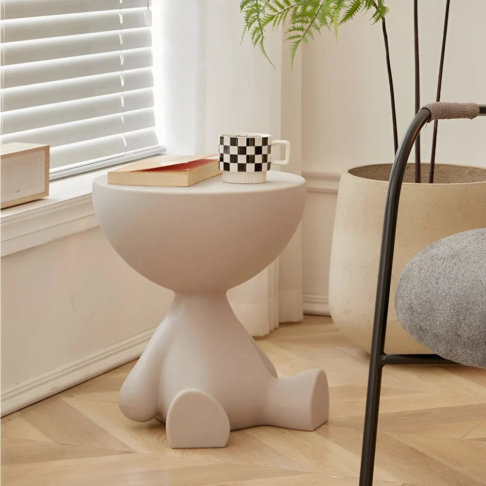 Round Side Table Low Modern Profile No Sharp Corners