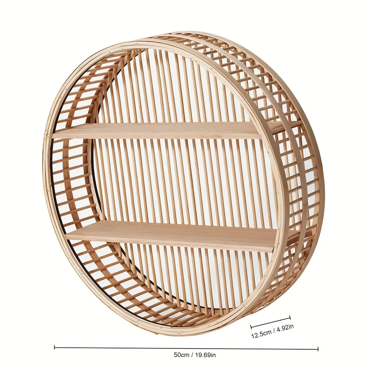 Round Wall Shelf Handmade Bamboo Concealed Mount