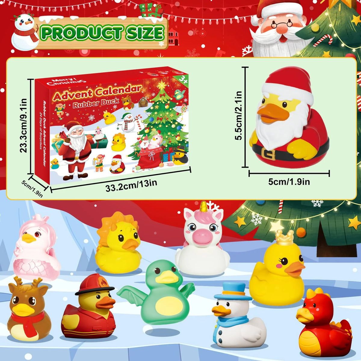 Rubber Duck Countdown Calendar 24-Piece Holiday Bath Toy Set