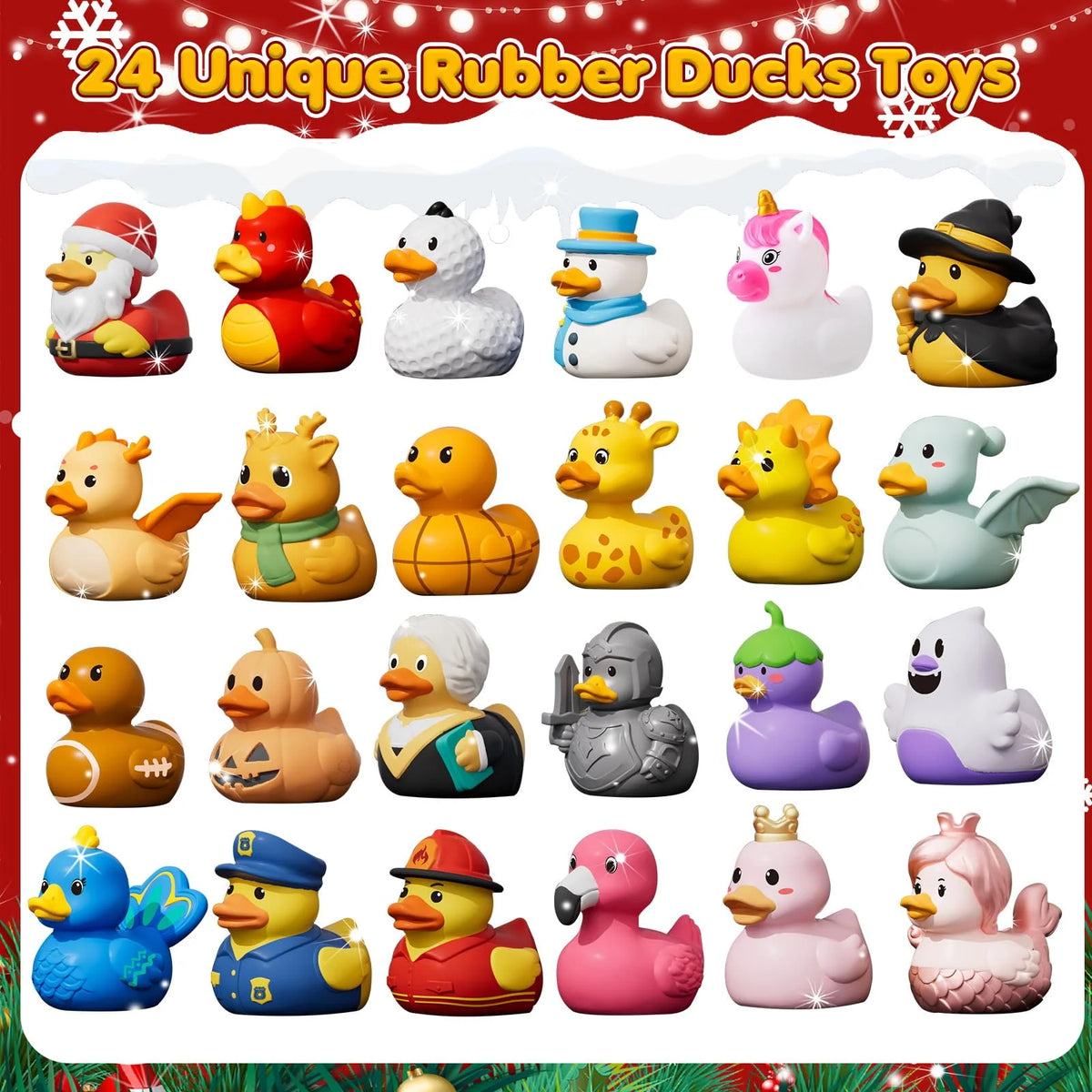 Rubber Duck Countdown Calendar 24-Piece Holiday Bath Toy Set