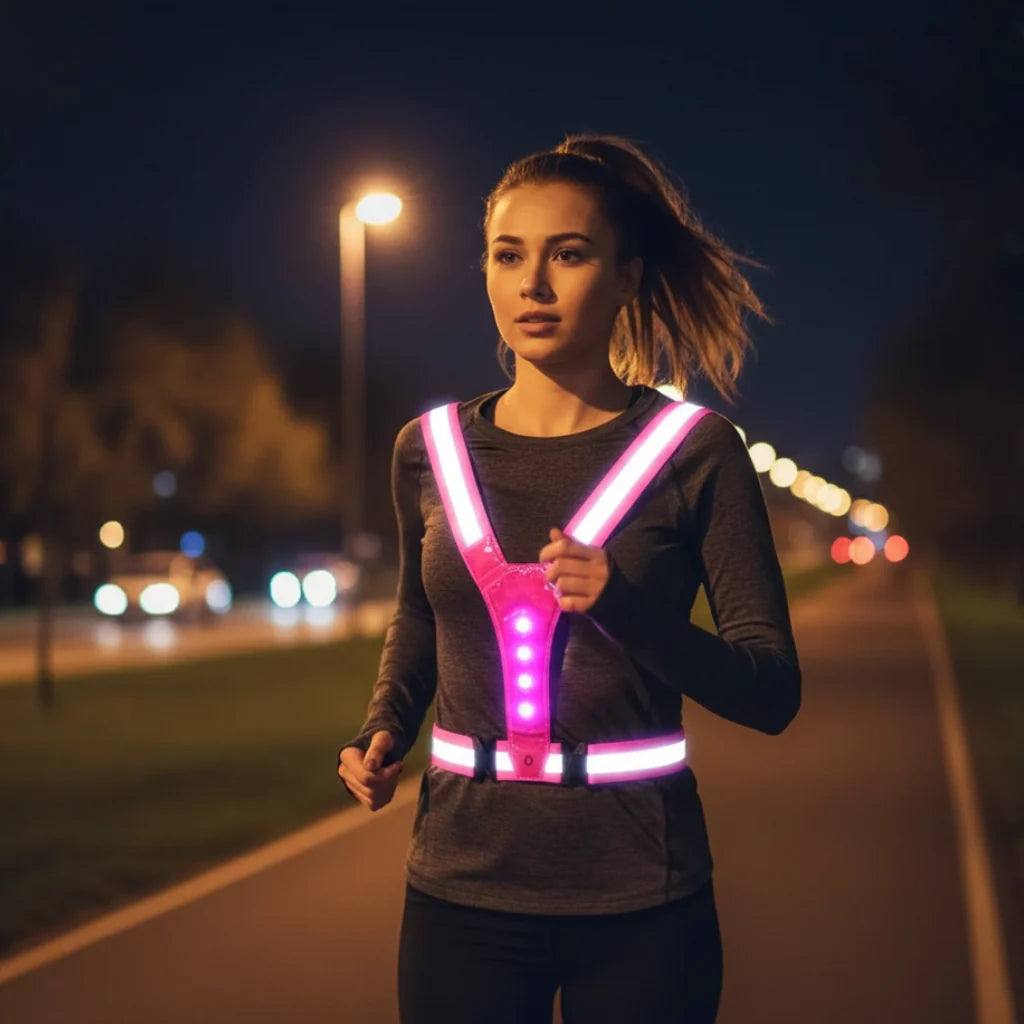 Running Vest LED Lights & Reflective Strips USB Rechargeable