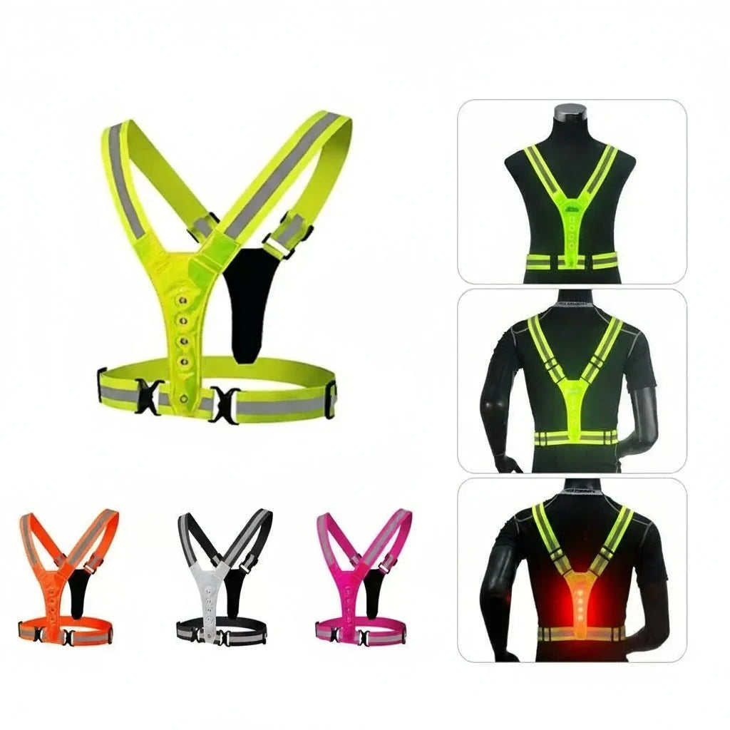 Running Vest LED Lights & Reflective Strips USB Rechargeable