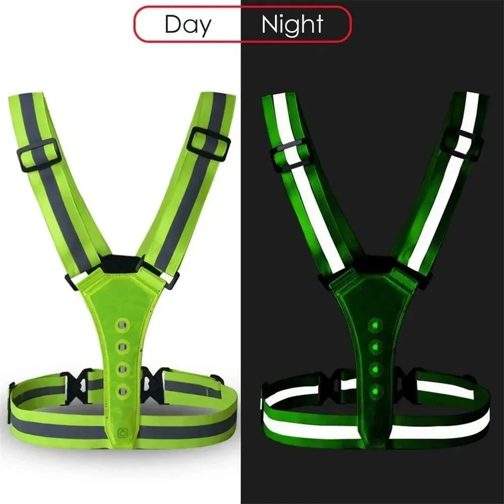 Running Vest LED Lights & Reflective Strips USB Rechargeable