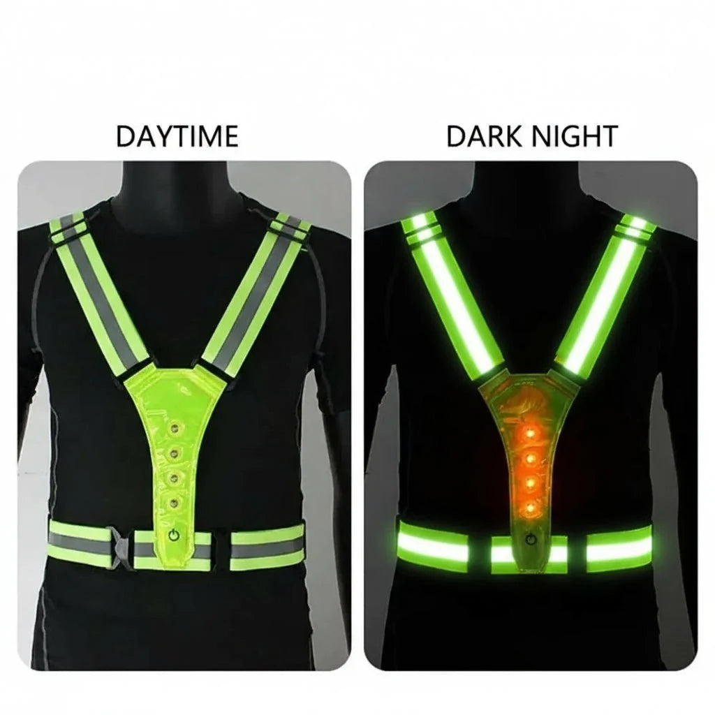 Running Vest LED Lights & Reflective Strips USB Rechargeable