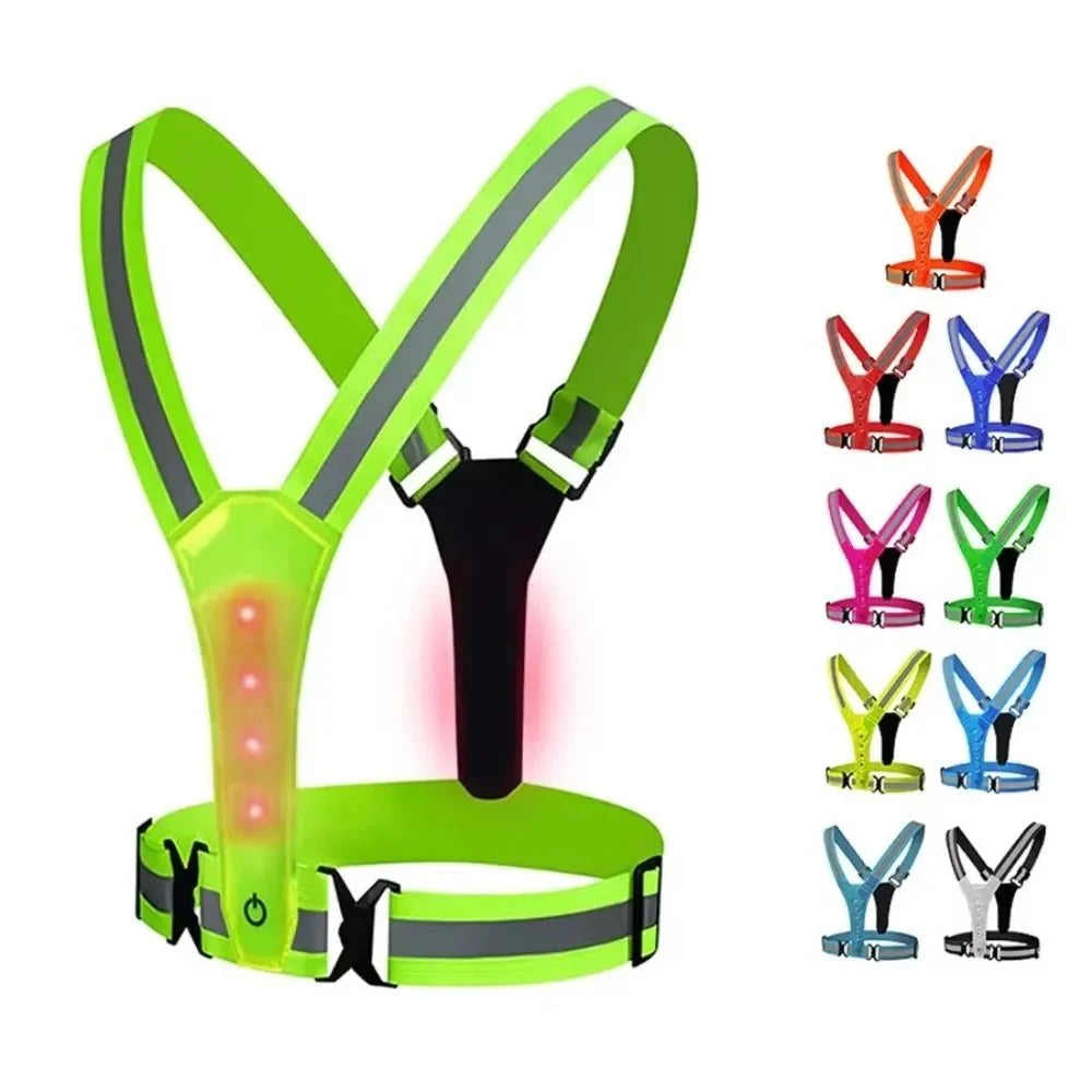 Running Vest LED Lights & Reflective Strips USB Rechargeable