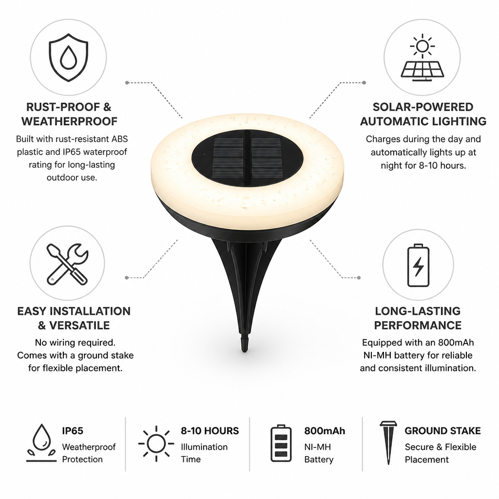 Rust-Resistant & Weatherproof Solar Garden Light (4-Pack)