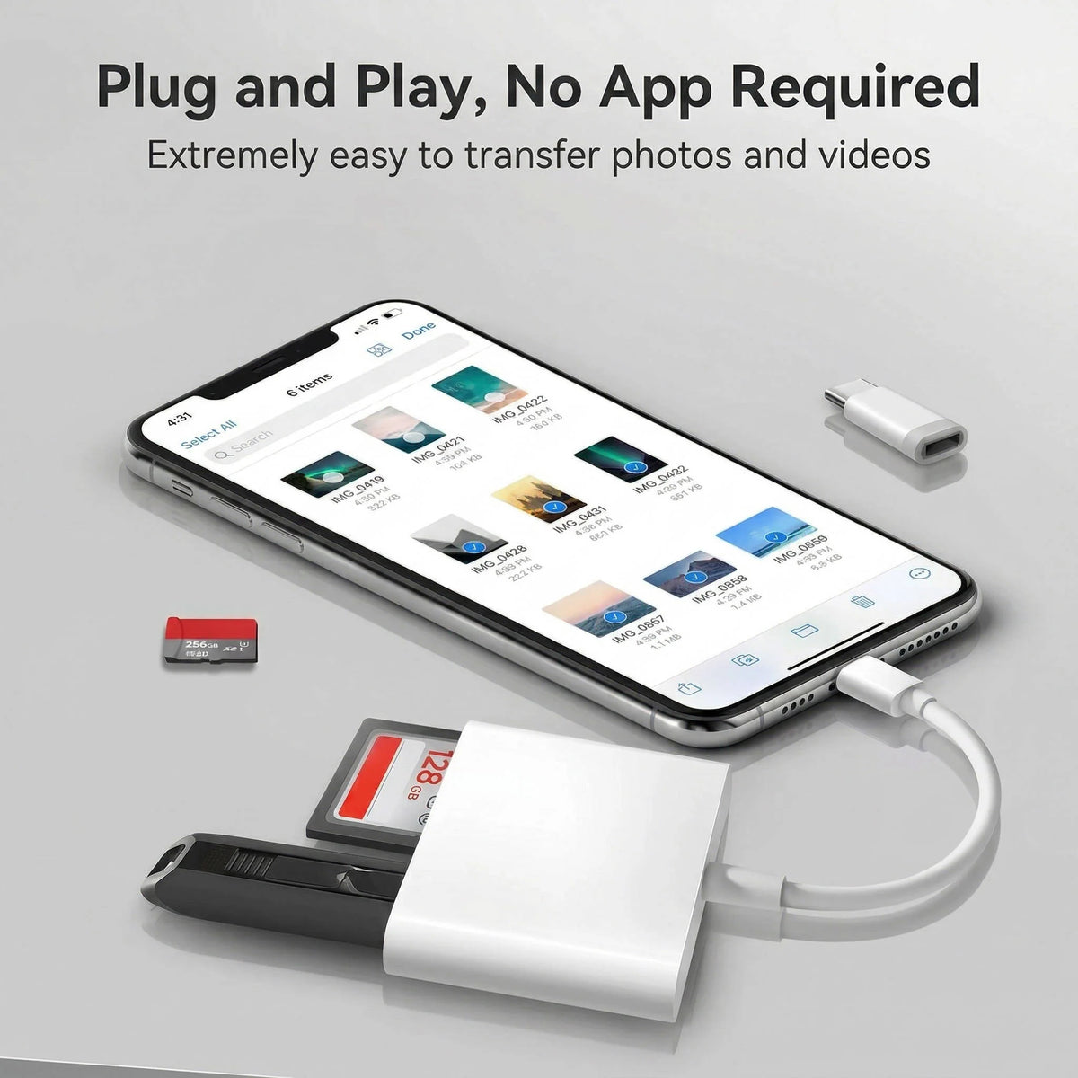 SD Card Reader Lightning USB-C & USB-A Dual Slots