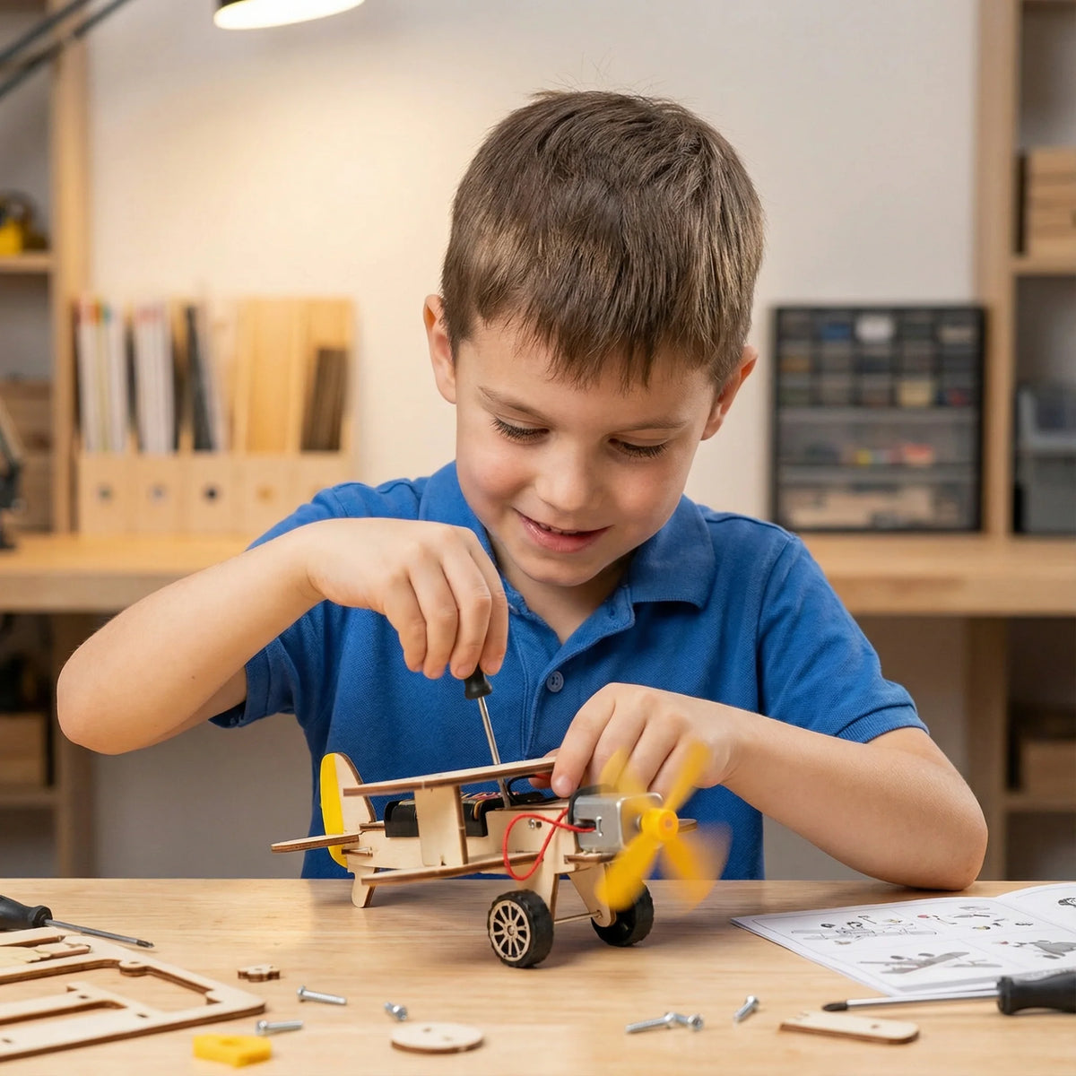 STEM Building Kit Snap-Together Hydraulic Arm & Propeller Plane
