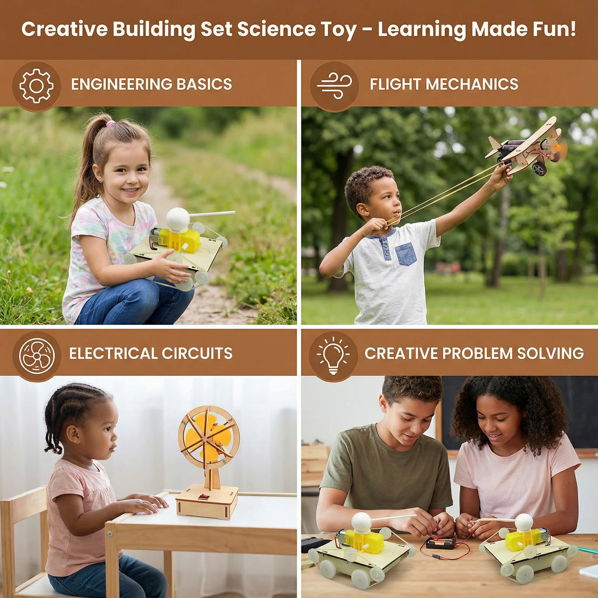 STEM Building Kit Snap-Together Hydraulic Arm & Propeller Plane